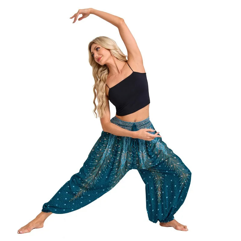 Boho Yoga Pants Women Hippie Harem Printed Dyeing High Waisted Wear Pantalone De Mujer Cintura Alta Calca Feminina Beach