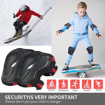 6PCS Knee & Elbow Pads Set with Wrist Guards - Multi-Sport Protective Gear for Kids/Adults - Cycling, Skating, Riding Safety