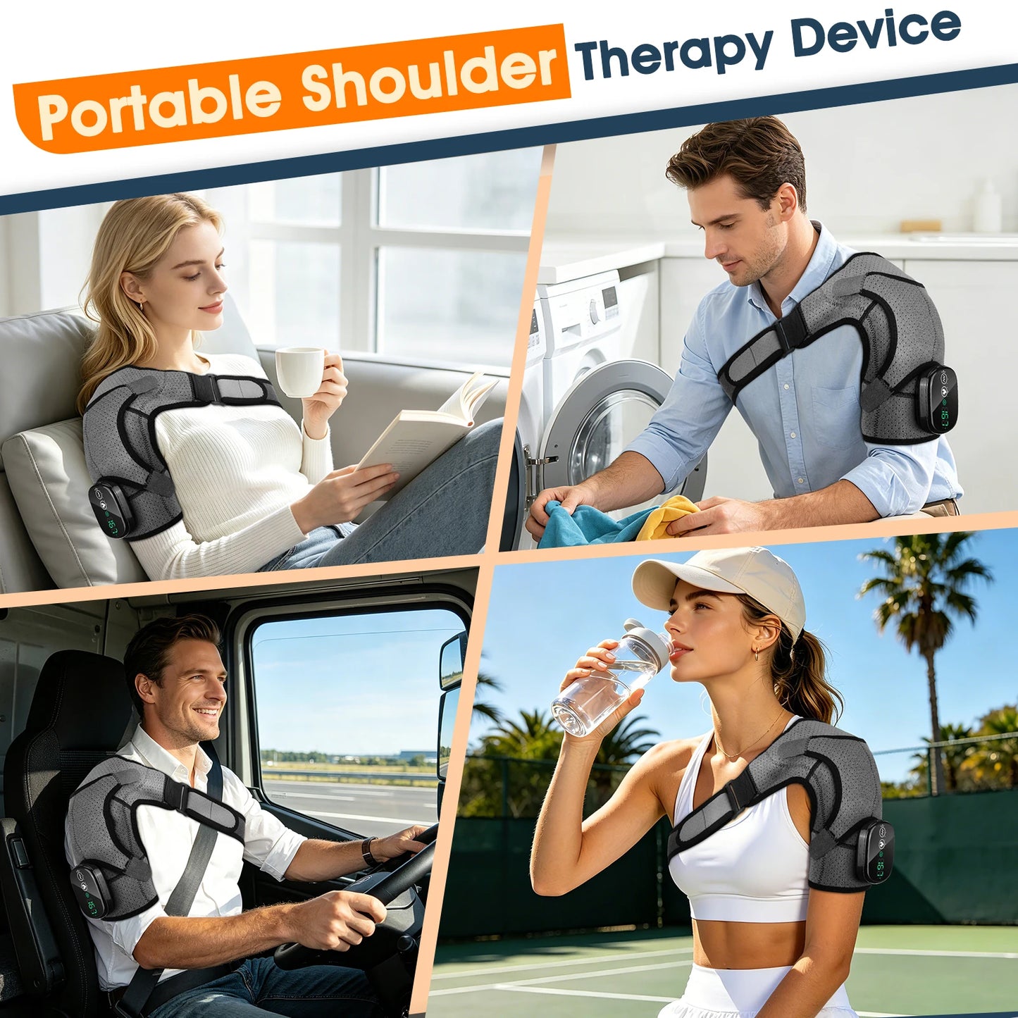 Heated Massage Shoulder Wrap Cape Touch Screen 6-Level Heat 45-70°C 3 Vibration Modes 5000mAh Muscle Fatigue Relief Unisex