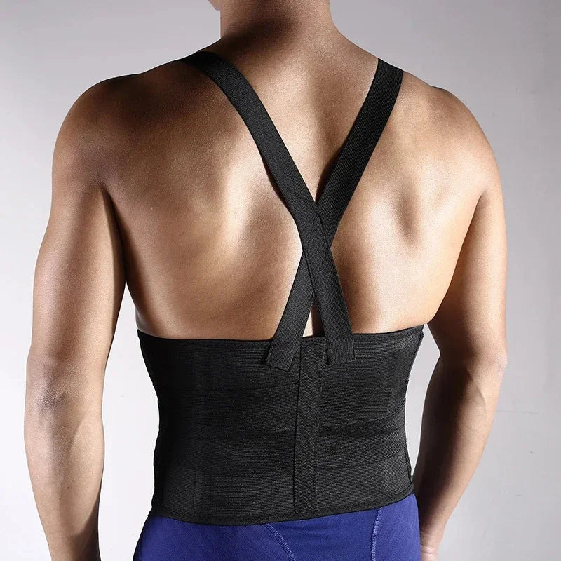 Weightlifting Belt - Heavy-Duty Lumbar Support Back Brace with Adjustable Suspenders for Gym, Fitness & Sports Injury Prevention