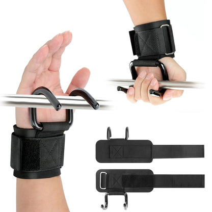 1 Pair Lifting Hooks & Padded Wrist Straps, Deadlift Grips for Weight Lifting, Pull-ups, Shrugs and Powerlifting