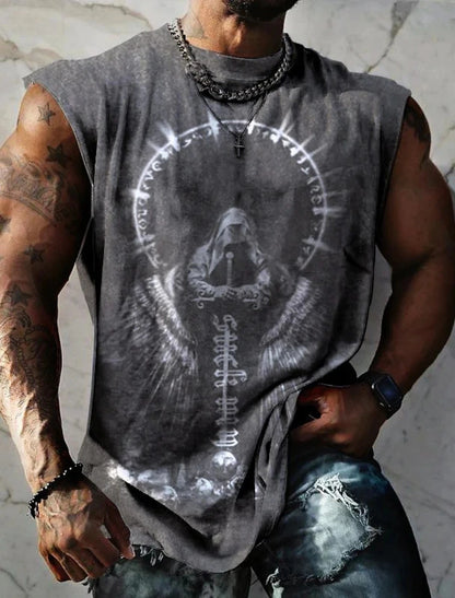 Outdoor Sacred Beast Phoenix Print Sports Quick Dry Sleeveless Breathable Vest Men's Clothing Fashion Four Seasons Y2K Fnaf Gym