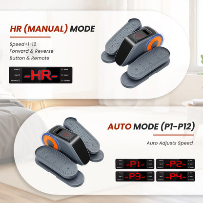 Under-Desk Elliptical Machine Portable Mini Elliptical 12 Manual Modes 3+12-Level 3 Auto Modes Elliptical Leg Exerciser for Seniors and Office Workers – for Rehabilitation & Fitness