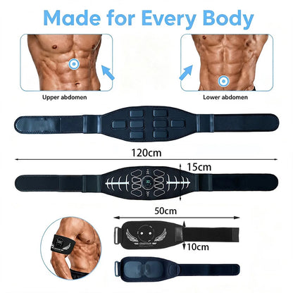 Abdominal Toning Belt Smart Abs Muscle Toner Body Arm Massage Fitness Belt USB Recharge Home Gym Office Workout Equipment Unisex