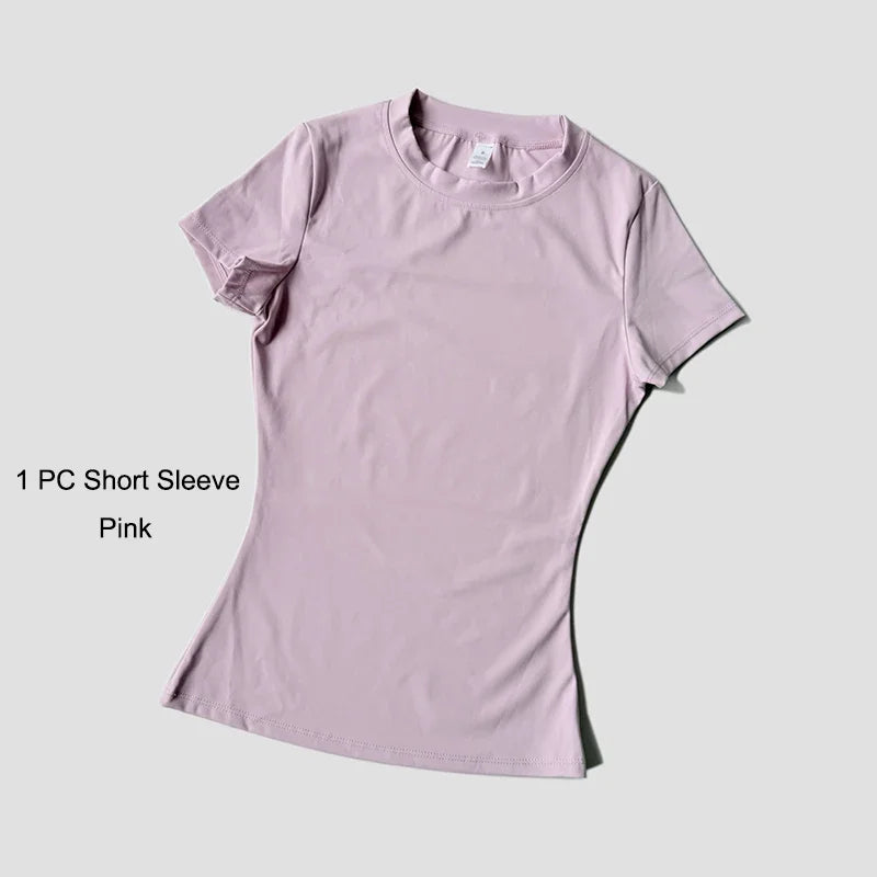 Yoga Set Women Sportswear Workout Clothes Athletic Wear Gym Legging Fitness Crop Top Short Sleeves Sports Suit