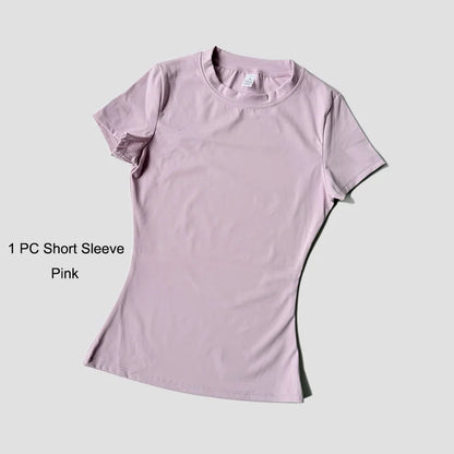 Yoga Set Women Sportswear Workout Clothes Athletic Wear Gym Legging Fitness Crop Top Short Sleeves Sports Suit