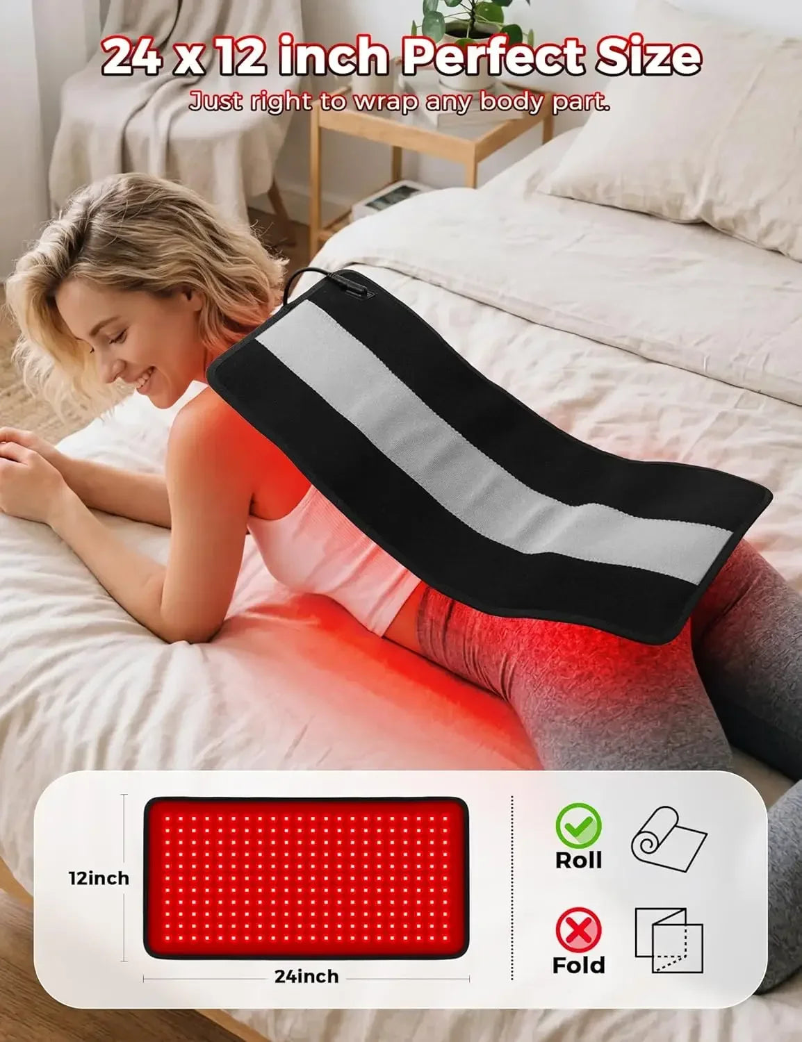Updated Red Light Therapy Pad 242 LEDs 660&850 nm Infrared Light For Waist Back Shoulder Muscle Pain Relief Relax Body Device