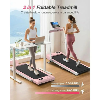 Portable Incline Treadmill with 320 lbs Capacity, Walking Pad, Handle Bar, App & Remote, Wide Belt, LED Display