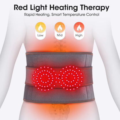 Heating Vibration Massager Belt, Dual Red Light Hot Compress Waist Support Brace Waist Back Massage Lumbar Support Belt