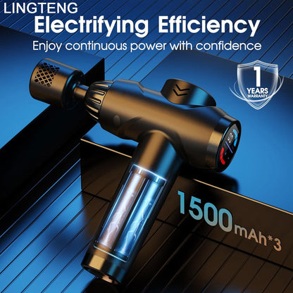 LINGTENG Massage Gun with Hot and Cold Functions, Deep Tissue Massage Gun, Back and Neck Massager, Muscle Percussion Massager, Handheld Massager, 7 Massage Heads, Comes with Storage Case, Christmas Gift, Birthday Gift, Sports