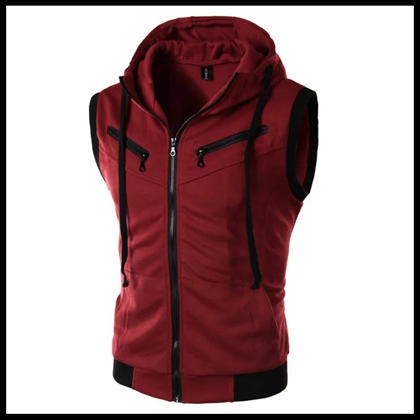 2023 New Fashion Zipper Cardigan Sweater Mens Sleeveless Hooded Vest Jacket Plus Size S-4XL Streetwear Vest Hoodies