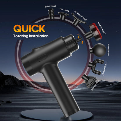 LINGTENG Deep Tissue Massage Gun, Portable Electric Muscle Massager, 20‑Speed Levels, 7 Massage Heads, 1800mAh Rechargeable Battery, Heat Function, with Storage Case, for Back Neck Shoulder, Father's Day Gift for Colleagues