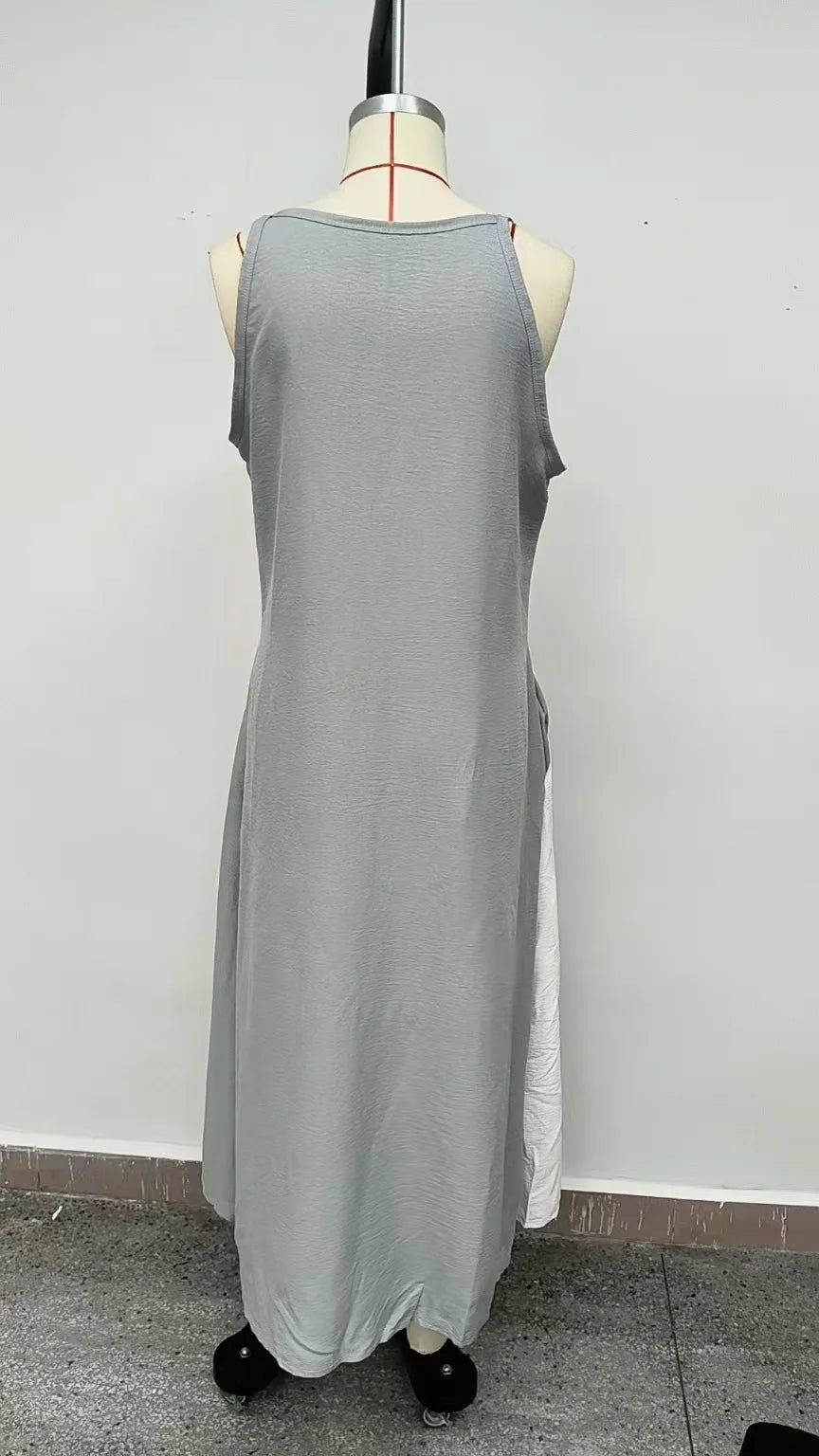 2026 New Women’s Clothing: Sleeveless, Loose-Fitting, Color-Blocked, Casual, Off-The-Shoulder Dress.