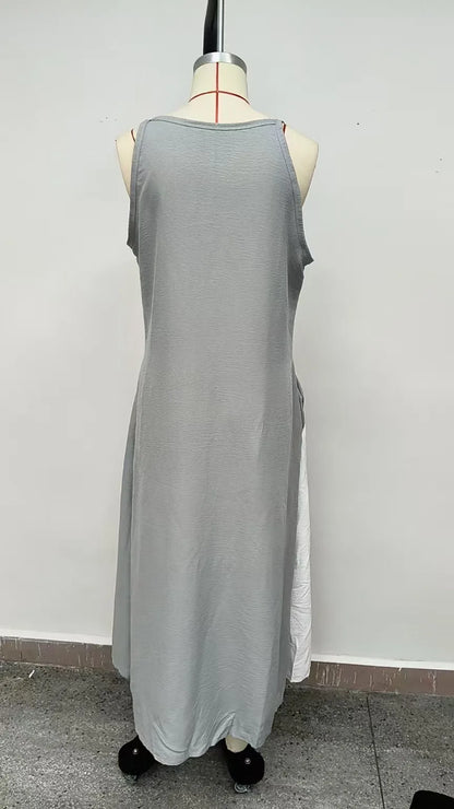2026 New Women’s Clothing: Sleeveless, Loose-Fitting, Color-Blocked, Casual, Off-The-Shoulder Dress.