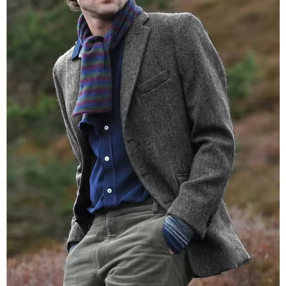 Mens Clothing Men's Coat Herringbone Jacket Slim Design Single Breasted Casual Comfortable Work Wear Men's Autumn Jackets Man