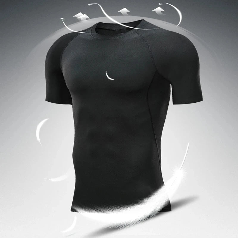 Men's Compression T-Shirt Summer Sportswear Running T shirt Elastic Quick Dry Sport Tops Tee Athletic Gym Workout T Shirts Men