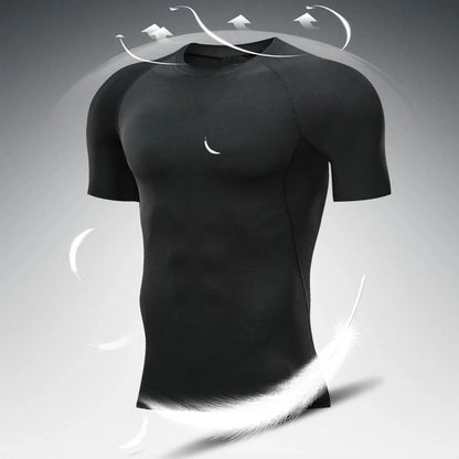 Men's Compression T-Shirt Summer Sportswear Running T shirt Elastic Quick Dry Sport Tops Tee Athletic Gym Workout T Shirts Men