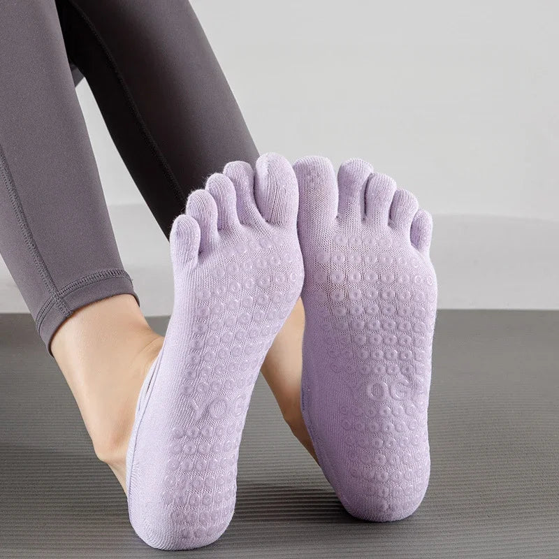 Yoga Socks Backless Breathable Bandage Low Cut Pilates Socks Women Silicone Anti-slip Five-Finger Gym Fitness Dance Sports Socks