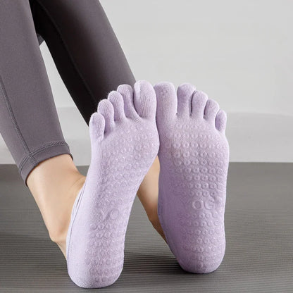 Yoga Socks Backless Breathable Bandage Low Cut Pilates Socks Women Silicone Anti-slip Five-Finger Gym Fitness Dance Sports Socks