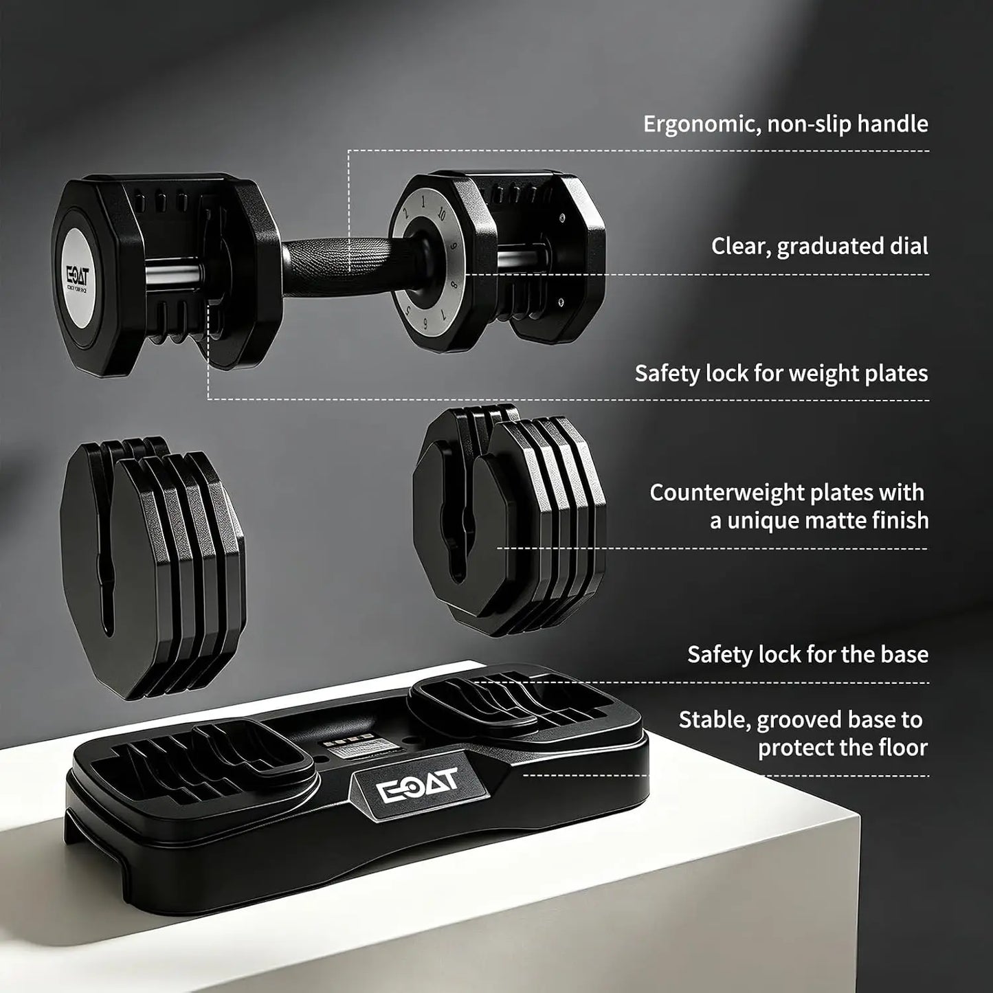 22/33 lbs Pair/Single Adjustable Dumbbells Set,Premium Quick Adjust, 10 in 1 Adjustable Dumbbell Set for Men and, Custom