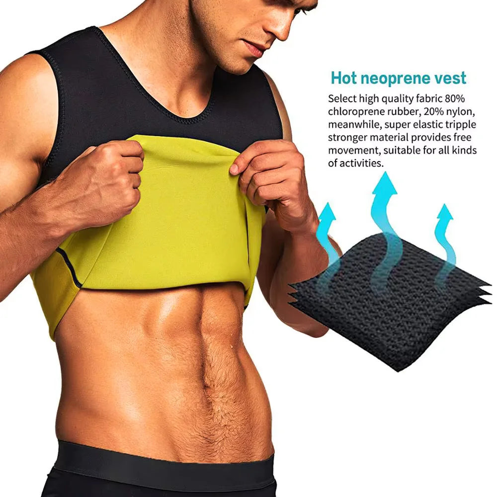 Men Training T-shirts Sauna Effect Sports Vest Exercise Tops Fitness Clothes Slimming Weight Loss Sportswear Workout Activewear