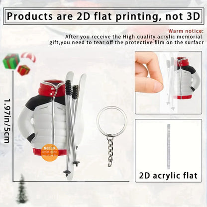 Ski Accessories Pendant Keychain Sports Themed 2D Flat Acrylic Ornament Charms Hanging Decoration for Car Bag Festive Party Gift