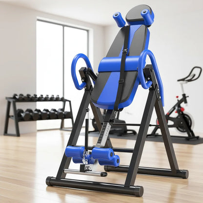 Heavy Duty Inversion Table with Headrest & Adjustable Protective Belt Back Stretcher Machine for Pain Relief Therapy