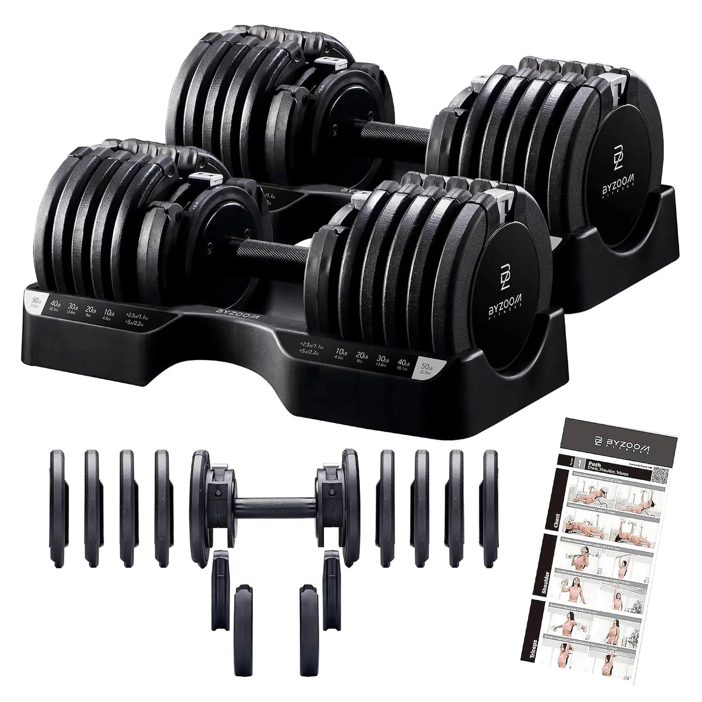 Pure Series Adjustable Dumbbell - 12.5/25/27.5/50/55/75lb - ONE UNIT OR PAIR(check QTY before purchase) - 5-in-1/, Custom