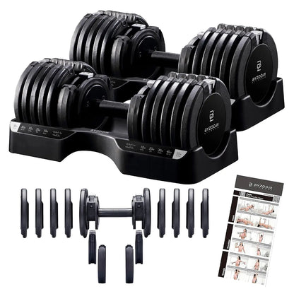 Pure Series Adjustable Dumbbell - 12.5/25/27.5/50/55/75lb - ONE UNIT OR PAIR(check QTY before purchase) - 5-in-1/, Custom