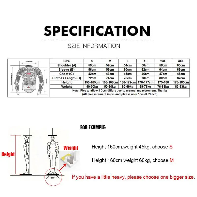 Motorcycle Jacket Full Body Armor Set Motorcycle Chest Armor Suit Motocross Racing Protective Gear Moto Protection S-5XL
