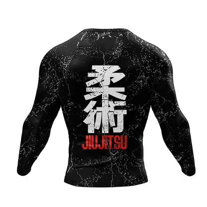 New Kimono Jiu Jitsu Rashguard for Men MMA T-Shirt+Pant 4Pcs/Set Muay Thai Shorts BJJ Rash Guard Gym Boxing Jerseys Sportswear