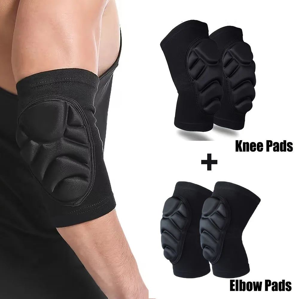 2pc Professional Knee Elbow Pads for Men&Women,Knee Elbow Brace with Thick Shock-Absorbing Sponge,Knee Support & Elbow Support
