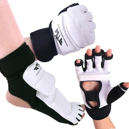 Half Finger Boxing Gloves PU Leather Foot Protector Taekwondo Gloves Karate Muay Thai Training Workout Gloves