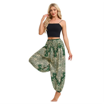 Boho Yoga Pants Women Hippie Harem Printed Dyeing High Waisted Wear Pantalone De Mujer Cintura Alta Calca Feminina Beach