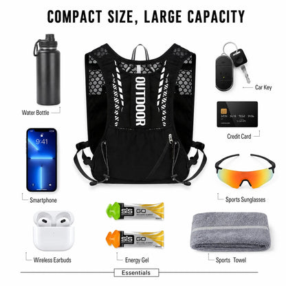 Lightweight Running Hydration Vest Reflective Trail Marathon Backpack with Bottle Pockets for Men Women Cycling Hiking