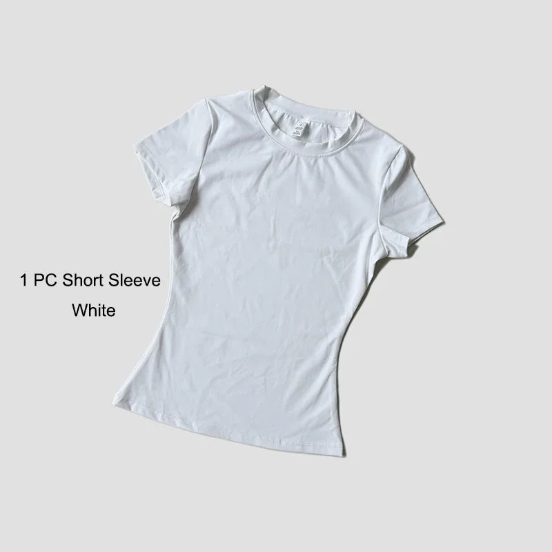 Yoga Set Women Sportswear Workout Clothes Athletic Wear Gym Legging Fitness Crop Top Short Sleeves Sports Suit