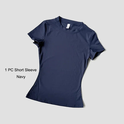 Yoga Set Women Sportswear Workout Clothes Athletic Wear Gym Legging Fitness Crop Top Short Sleeves Sports Suit