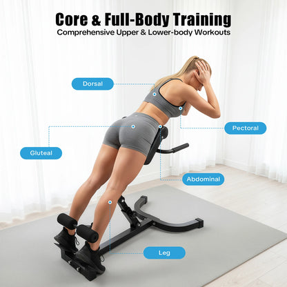 Multi-Functional Bench for Full All-in-One Body Workout – Hyper Back Extension Roman Chair Adjustable Ab Sit up Bench
