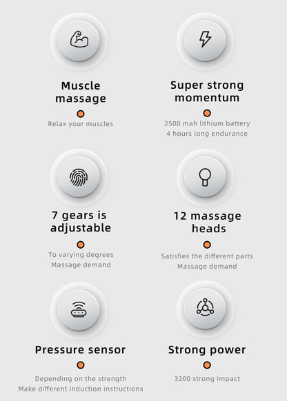 Professional Massage Guns12 Heads Smart Massage Gun For Body Neck Back Electric Handheld Fascia Gun Muscle Relaxation Massager