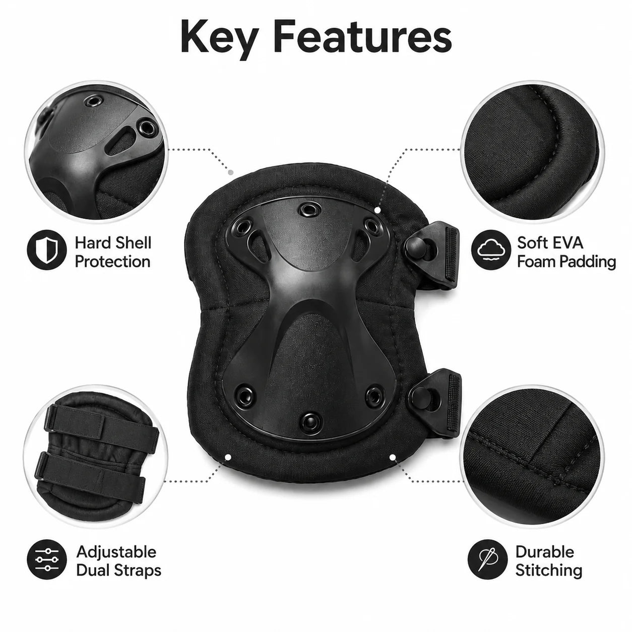 4PCS Knee Pads Elbow Pads Set Adjustable Protective Guard for Cycling Skating Skateboard Outdoor Sports Work Safety Knee Support