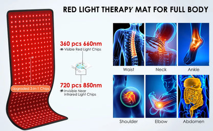 Large Red Light Therapy Pad, Dual Chip 660&850 nm Red&Infrared Light Therapy for Body Back Waist Shoulder Knee Joint Pain Relief