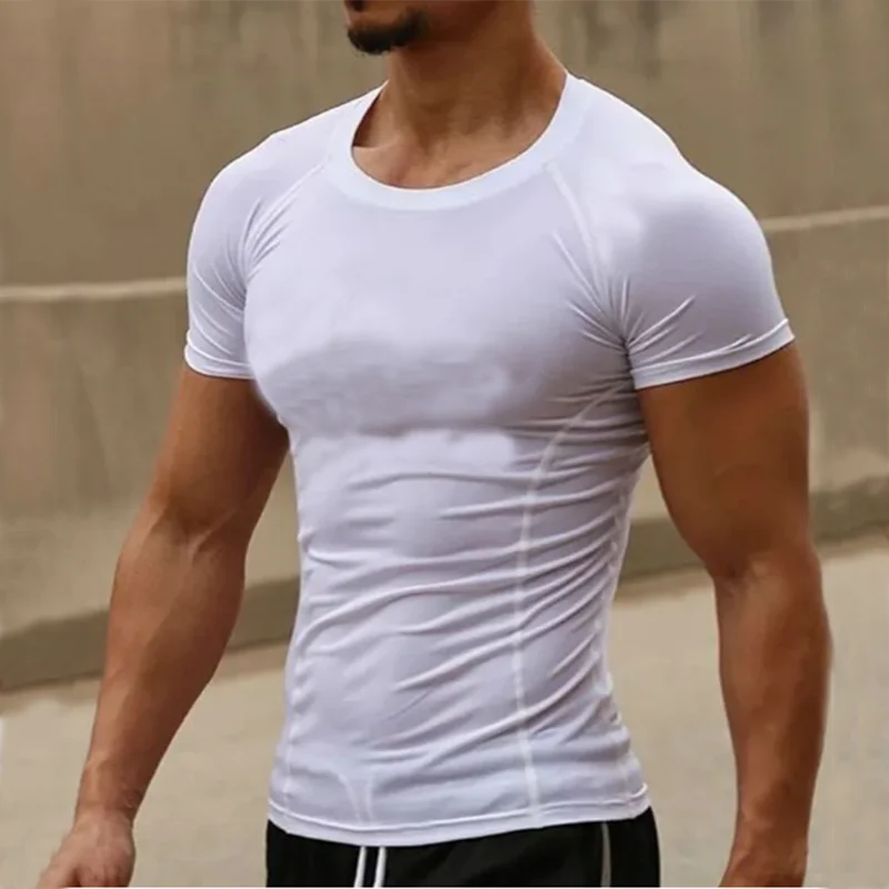 Men's Compression T-Shirt Summer Sportswear Running T shirt Elastic Quick Dry Sport Tops Tee Athletic Gym Workout T Shirts Men
