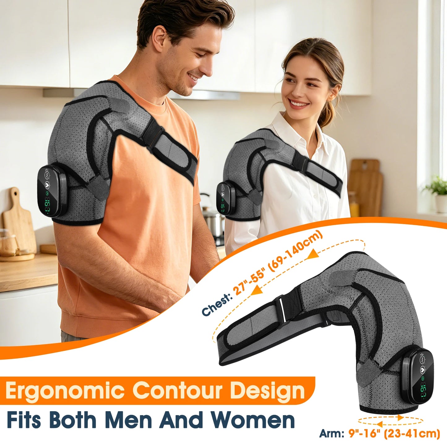 Heated Massage Shoulder Wrap Cape Touch Screen 6-Level Heat 45-70°C 3 Vibration Modes 5000mAh Muscle Fatigue Relief Unisex