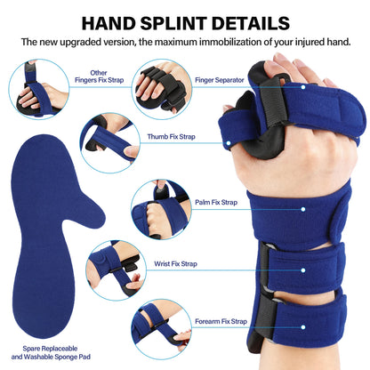 Hand Splint Functional Hand Orthosis Night Immobilizer Wrist Brace with Finger Separator for Stroke Relieve Carpal Tunnel Pain