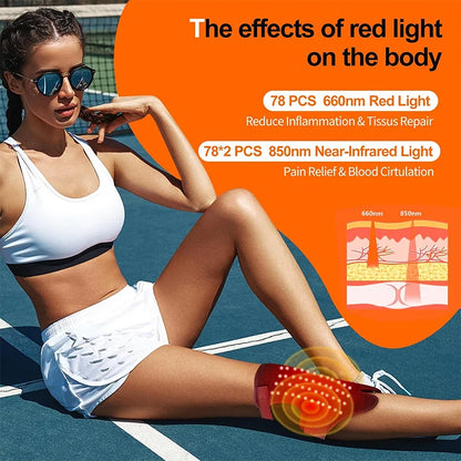 78LEDs Red Light Therapy Wrap for Body Pain Relief 3-in-1 660nm&850nm Near-Infrared Pad with Heating for Knee  Feet Muscle Repai