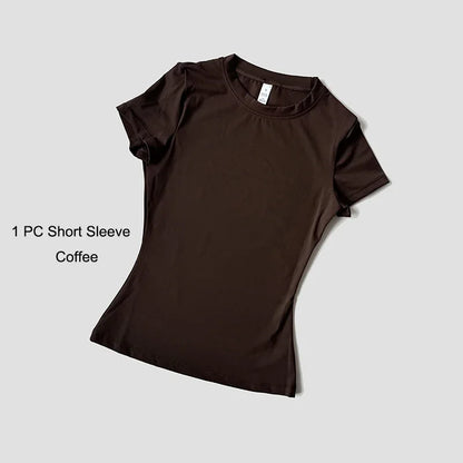 Yoga Set Women Sportswear Workout Clothes Athletic Wear Gym Legging Fitness Crop Top Short Sleeves Sports Suit