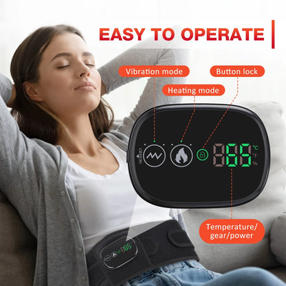 Rechargeable Heated Massage Belt 102pcs Red Light Beads Dual Motor Vibration Electric Heating Waist Massager with Extend Belt