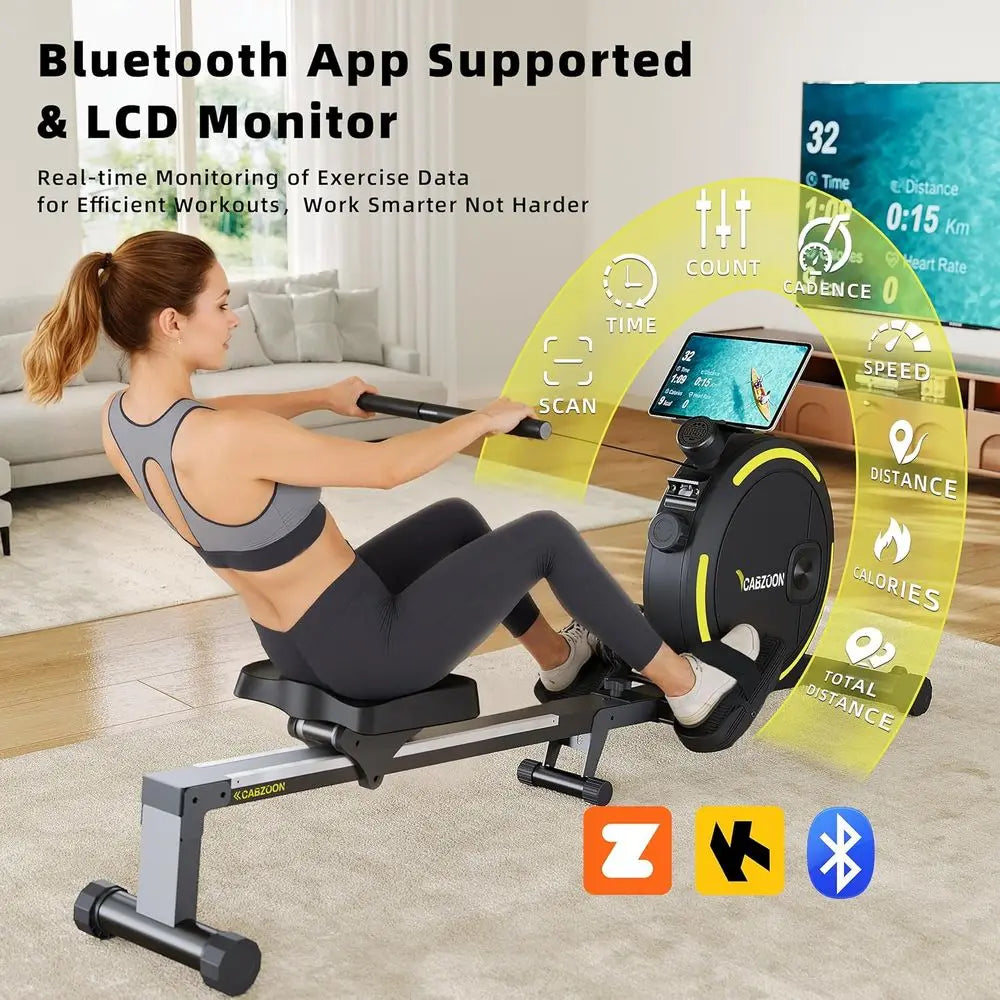 Silent Magnetic Rowing Machine 265LB Capacity 16 Resistance Levels Tablet Holder Home Gym Cardio Full Body Workout Equipment