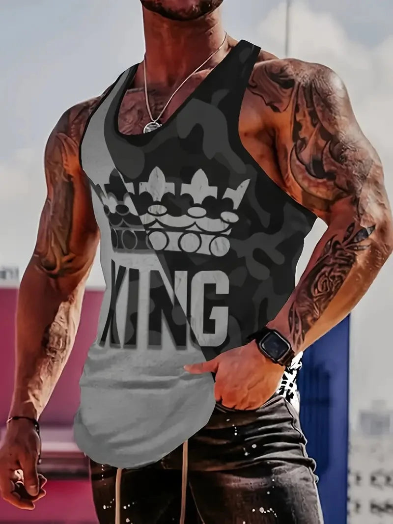 3D Skull Print Round Neck Summer Adult Men's Vest Clothing Basketball Sleeveless Outdoor Sports Gym Breathable Sleeveless Vest