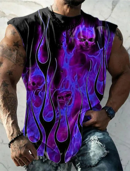 Men's Fitness Clothing 3D Phoenix Printed Sleeveless Shirt Running Sports Undershirt Mens Quick-Drying Bodybuilding Bottom Shirt